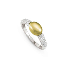 Nomination MYRADIANCE PRECIOUS Ring aus 925er Silber, mit Topasen (Weiß) besetzt, dazu natürlicher Schmuckstein (klein) (010_(Quarz, Lemon)-004_Grosse 11)