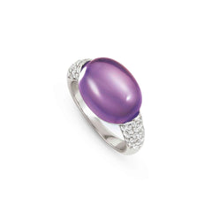 Nomination MYRADIANCE PRECIOUS Ring aus 925er Silber, mit Topasen (Weiß) besetzt, dazu natürlicher Schmuckstein (groß) (001_Amethyst-005_Grosse 13)