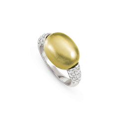 Nomination MYRADIANCE PRECIOUS Ring aus 925er Silber, mit Topasen (Weiß) besetzt, dazu natürlicher Schmuckstein (groß) (010_(Quarz, Lemon)-006_Grosse 15)