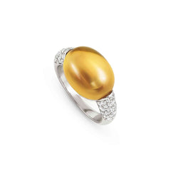 Nomination MYRADIANCE PRECIOUS Ring aus 925er Silber, mit Topasen (Weiß) besetzt, dazu natürlicher Schmuckstein (groß) (004_Quarz Zitrin-008_Grosse 17)