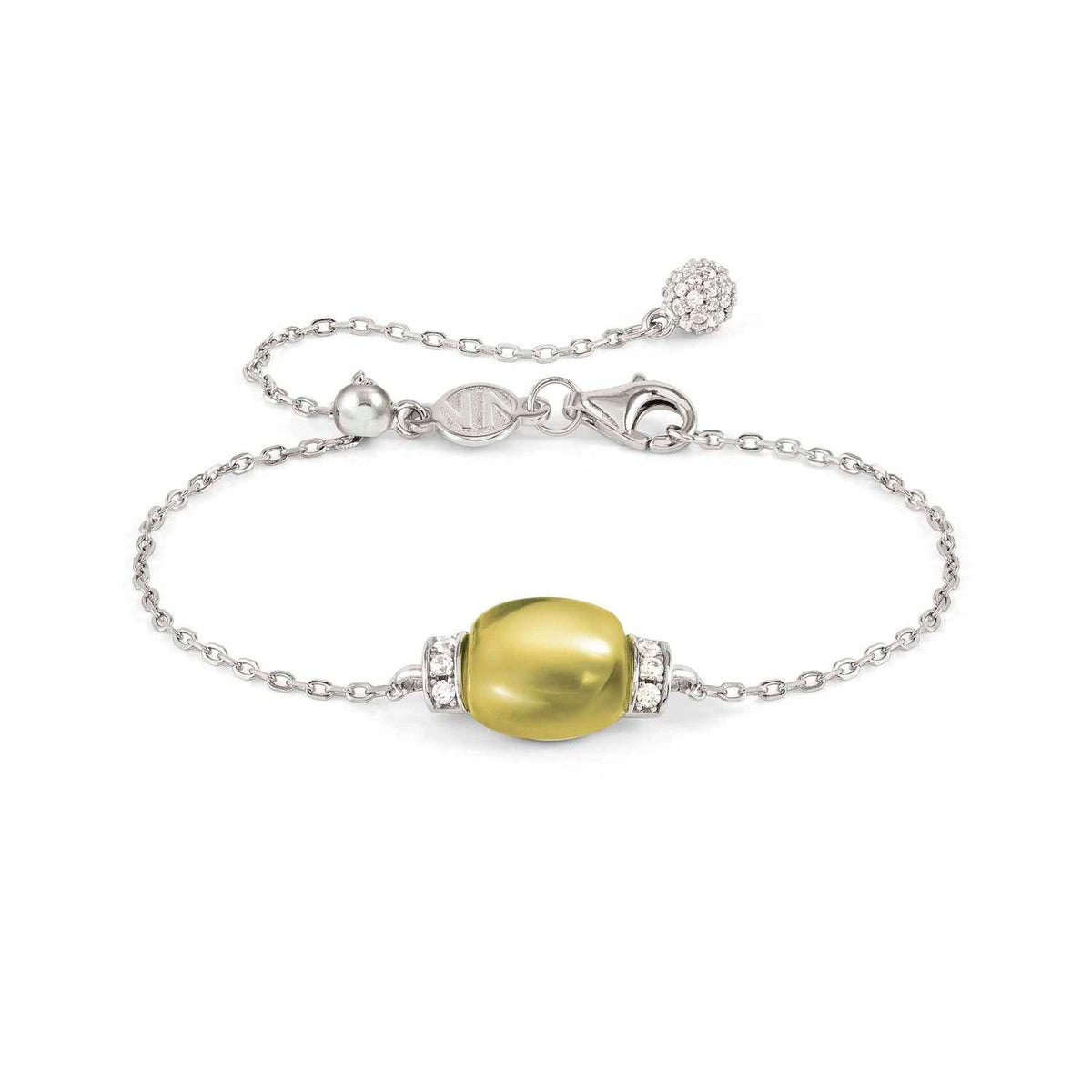 Nomination MYRADIANCE PRECIOUS Armband aus 925er Silber, mit Topasen (Weiß) verziert, dazu natürlicher Schmuckstein (groß) (010_(Quarz, Lemon))