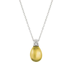 Nomination MYRADIANCE PRECIOUS Halskette aus 925er Silber, mit Topasen (Weiß) verziert, dazu natürlicher Schmuckstein-Anhänger (010_(Quarz, Lemon))