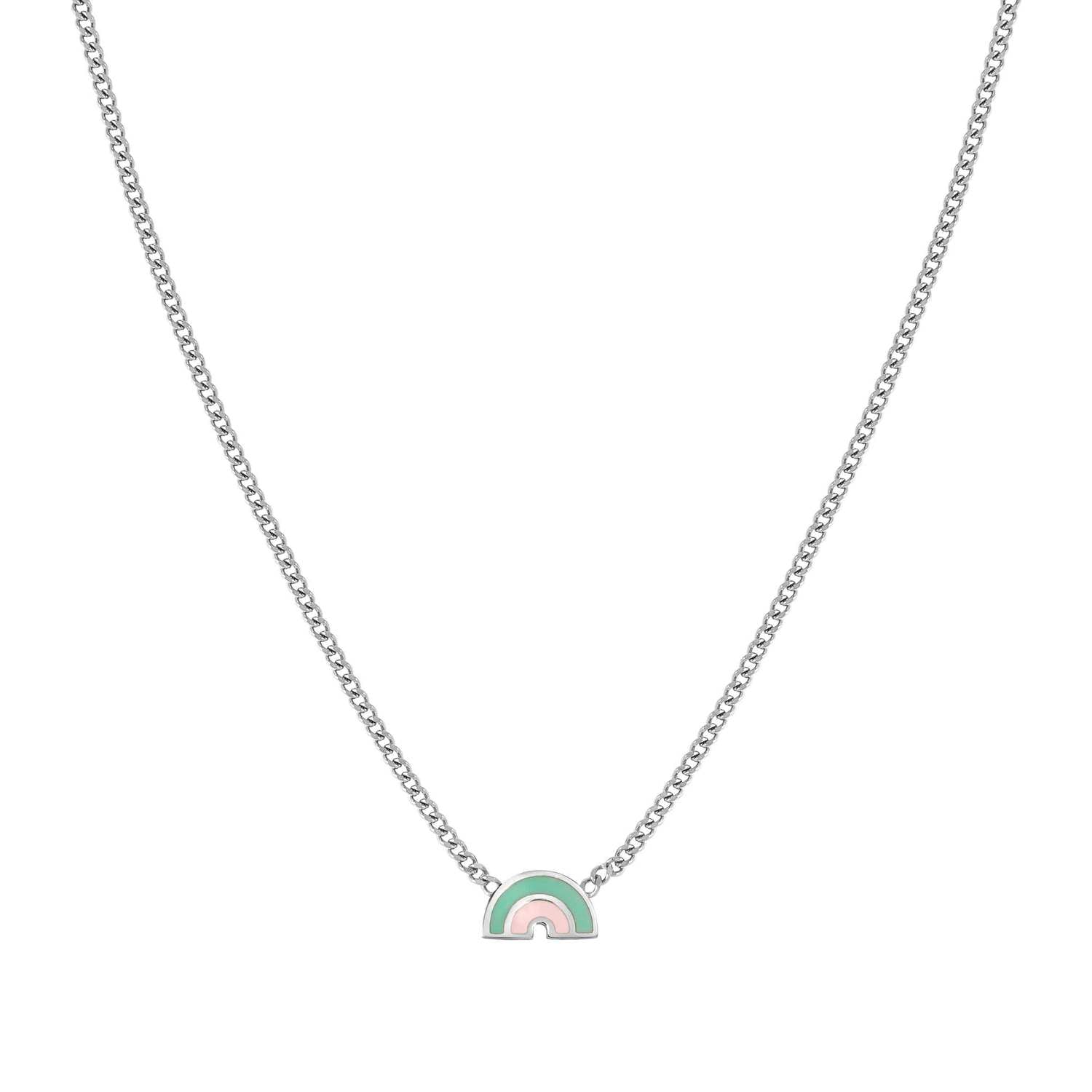 Nomination FAIRYICONS Halskette aus Edelstahl, dazu 1 mit Emaille verziertes Schmuckelement (044_(Regenbogen))