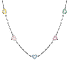 Nomination FAIRYICONS Halskette aus Edelstahl, dazu 5 mit Emaille verzierte Schmuckelemente (022_Herz)