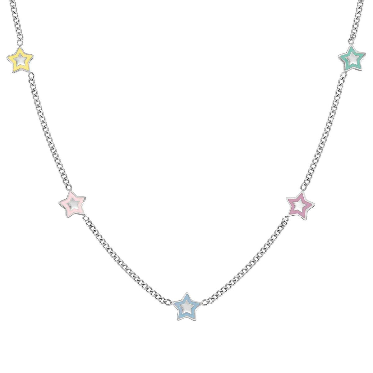 Nomination FAIRYICONS Halskette aus Edelstahl, dazu 5 mit Emaille verzierte Schmuckelemente (023_Stern)