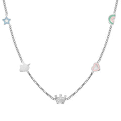 Nomination FAIRYICONS Halskette aus Edelstahl, dazu 5 mit Emaille verzierte Schmuckelemente (050_gemischt)