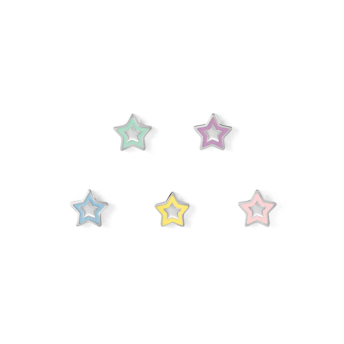 Nomination FAIRYICONS Ohrschmuck-Set (5 Stk) aus Edelstahl, mit Emaille verziert (023_Stern)