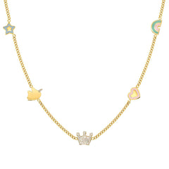 Nomination FAIRYICONS Halskette aus Edelstahl, gold PVD-beschichtet, dazu 5 mit Emaille verzierte Schmuckelemente (050_gemischt)