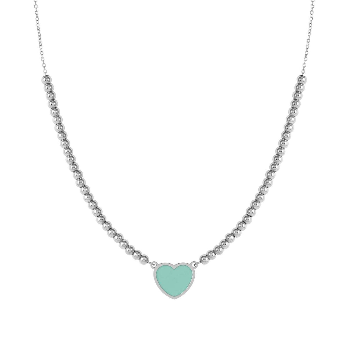 Nomination EMOSFERE Halskette mit Edelstahlperlen, dazu 1 mit Emaille verziertes Schmuckelement (002_Herz (wassergruen))