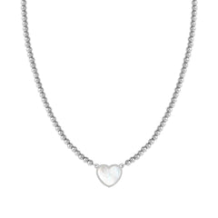 Nomination EMOSFERE Halskette aus Edelstahlperlen, dazu 1 mit Perlmutt verziertes Schmuckelement (036_(Herz, Weiß))