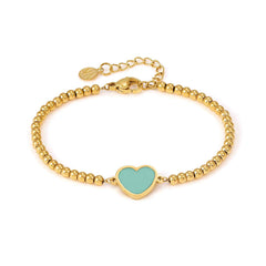 Nomination EMOSFERE Armband aus Edelstahlperlen, gold PVD-beschichtet, dazu 1 mit Emaille verziertes Schmuckelement (002_Herz (wassergruen))