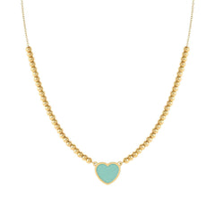 Nomination EMOSFERE Halskette mit Edelstahlperlen, gold PVD-beschichtet, dazu 1 mit Emaille verziertes Schmuckelement (002_Herz (wassergruen))