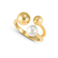 Nomination FASHION ERA 'Toi-et-Moi'-Ring aus 925er Silber, mit weißer Perle verziert (012_(Gelb vergoldet)-004_Grosse 11)