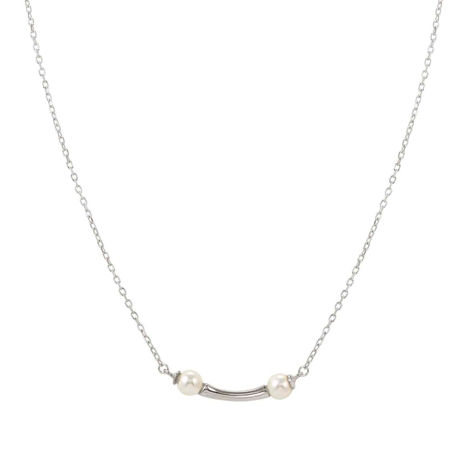 Nomination FASHION ERA Halskette aus 925er Silber, dazu mit weißen Perlen verziertes Schmuckelement, mit Cubic Zirkonia verziert (010_(Silber))