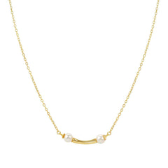 Nomination FASHION ERA Halskette aus 925er Silber, dazu mit weißen Perlen verziertes Schmuckelement, mit Cubic Zirkonia verziert (012_(Gelb vergoldet))