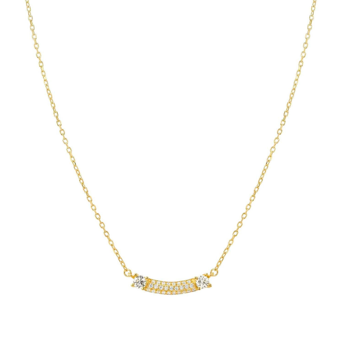 Nomination FASHION ERA Halskette aus 925er Silber, dazu 1 mit Cubic Zirkonia in Pavé-Fassung besetztes Schmuckelement (012_(Gelb vergoldet))