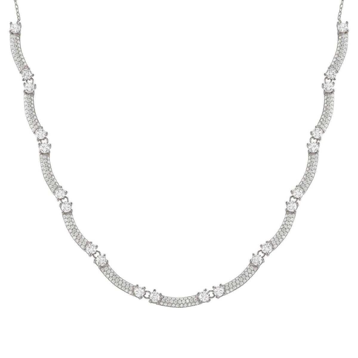 Nomination FASHION ERA Halskette aus 925er Silber, dazu 11 mit Cubic Zirkonia in Pavé-Fassung besetzte Schmuckelemente (010_(Silber))