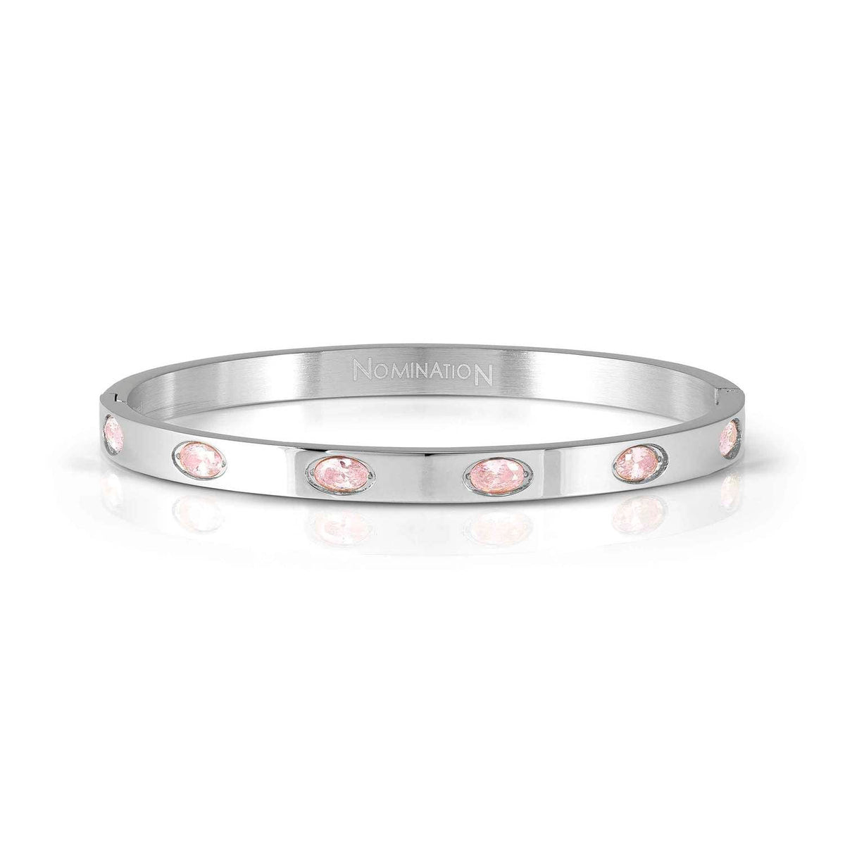 Nomination PRETTY BANGLES NEW EDITION Armreif (MEDIUM) aus Edelstahl, mit 6 Cubic Zirkonia-Pavés (oval) verziert (002_ROSA)