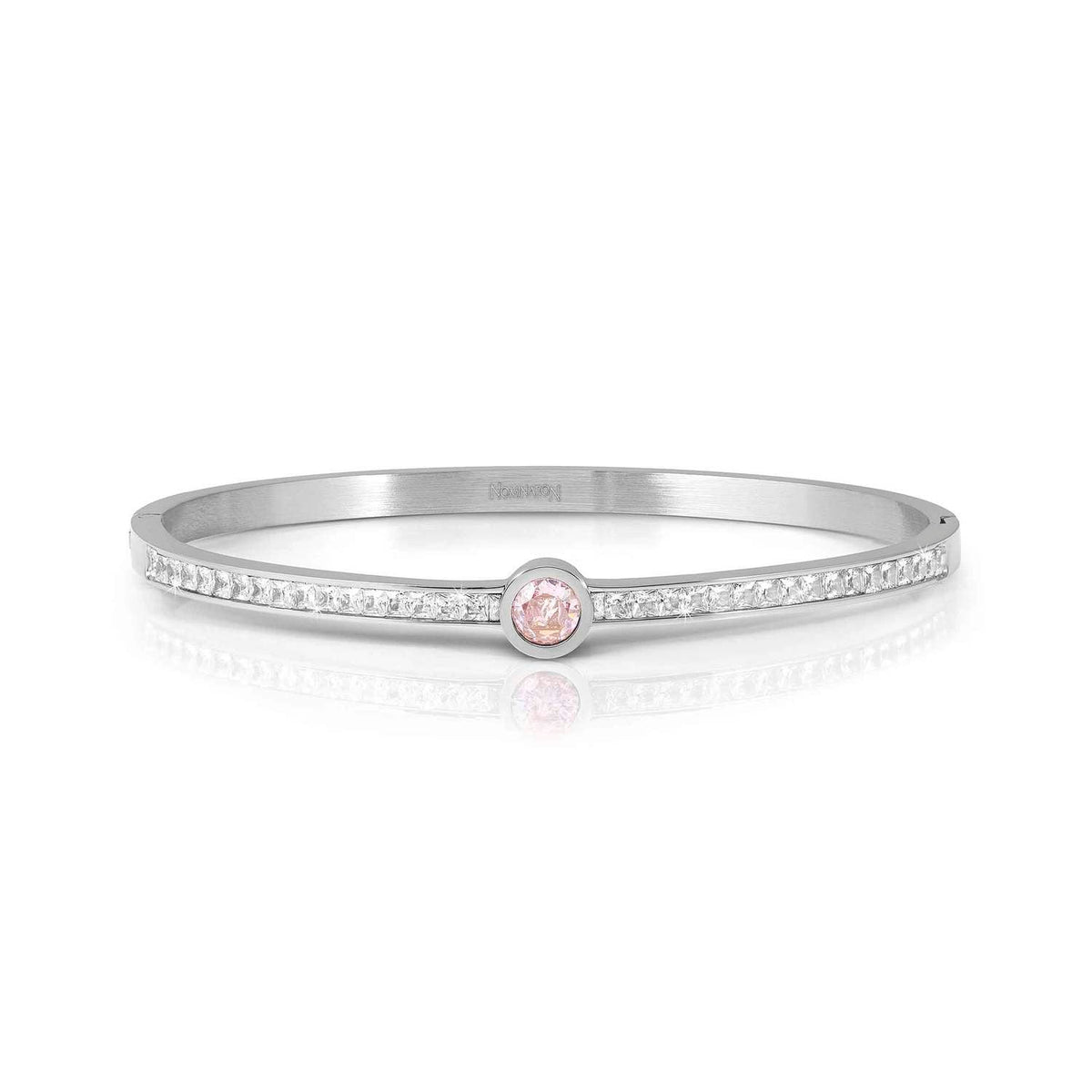 Nomination PRETTY BANGLES NEW EDITION Armreif (LARGE) aus Edelstahl, mit Cubic Zirkonia voll besetzt (002_ROSA)
