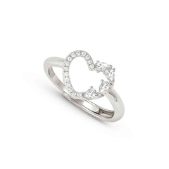 Nomination SHINE ME UP Ring aus 925er Silber, dazu mit Cubic Zirkonia besetztes Schmuckelement (003_(Herz, Weiß))