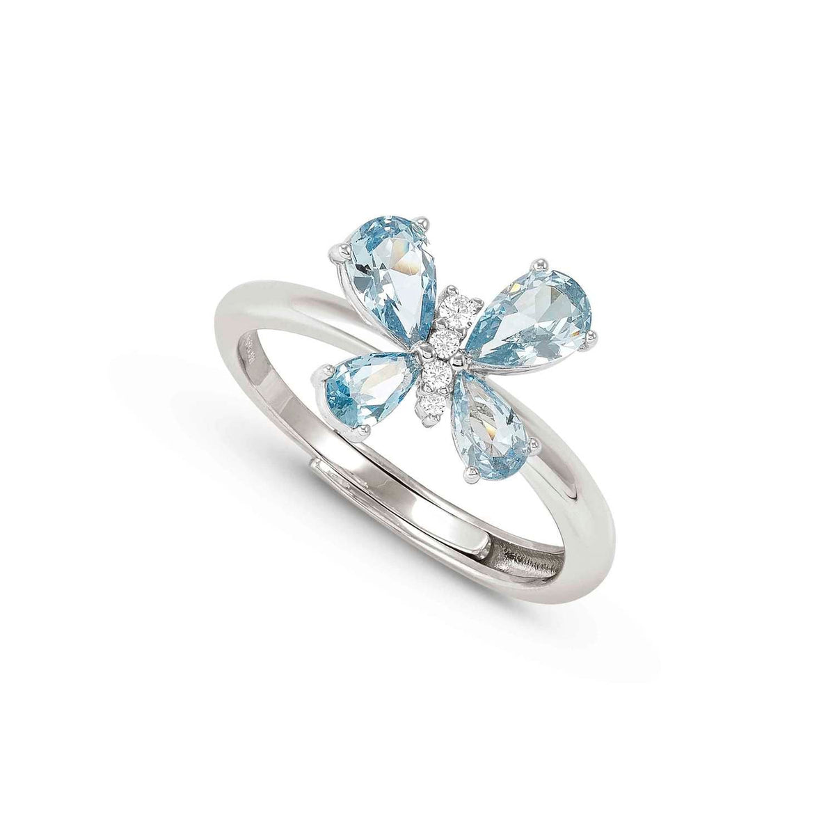 Nomination SHINE ME UP Ring aus 925er Silber, dazu mit Cubic Zirkonia besetztes Schmuckelement (005_(Schmetterling, Weiß/Hellblau))