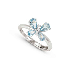 Nomination SHINE ME UP Ring aus 925er Silber, dazu mit Cubic Zirkonia besetztes Schmuckelement (005_(Schmetterling, Weiß/Hellblau))