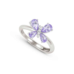 Nomination SHINE ME UP Ring aus 925er Silber, dazu mit Cubic Zirkonia besetztes Schmuckelement (006_(Schmetterling, Weiß/Lila))