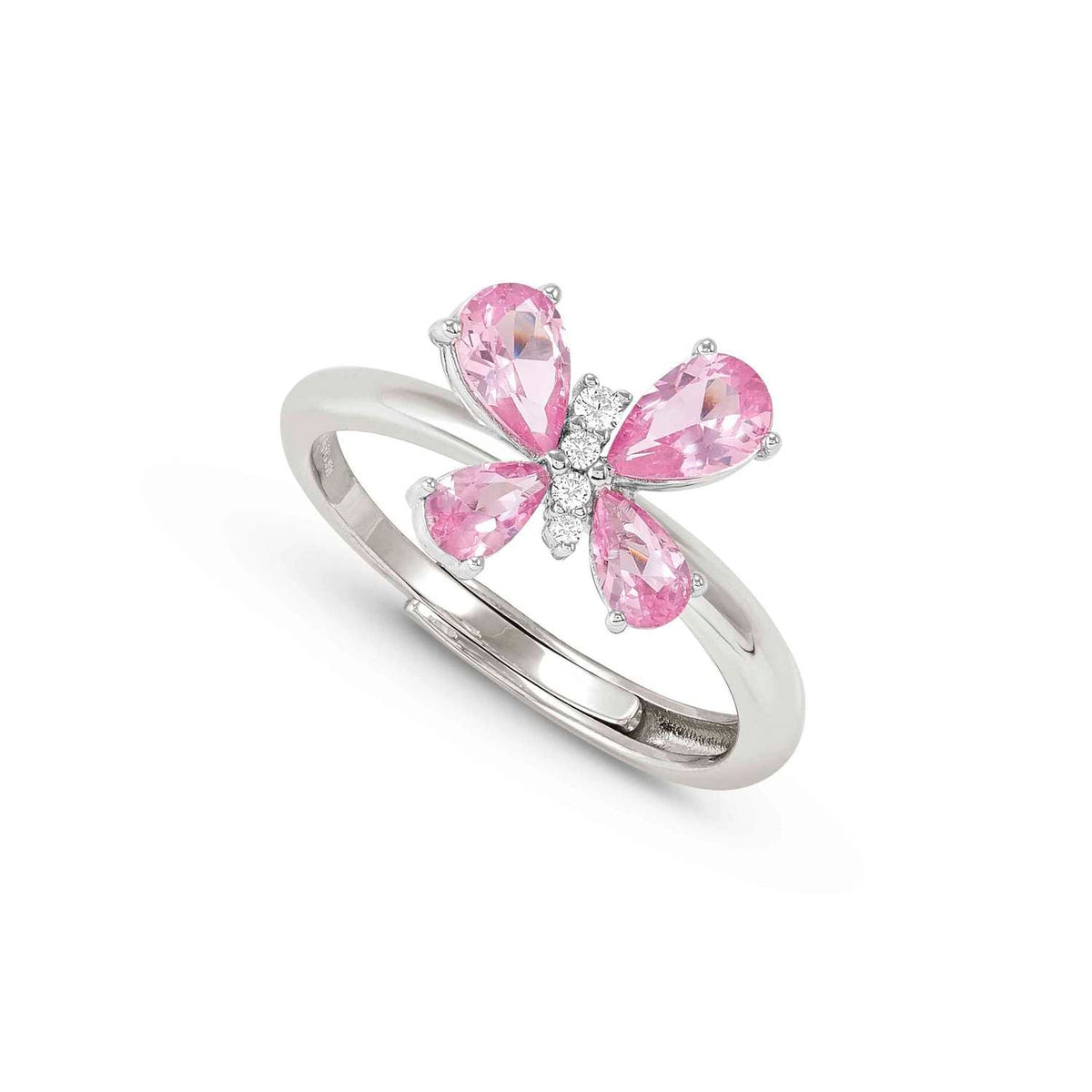 Nomination SHINE ME UP Ring aus 925er Silber, dazu mit Cubic Zirkonia besetztes Schmuckelement (007_(Schmetterling, Weiß/Hellblau))
