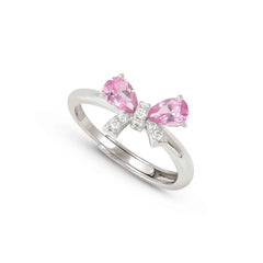 Nomination SHINE ME UP Ring aus 925er Silber, dazu mit Cubic Zirkonia besetztes Schmuckelement (009_(Schleife, Weiß/Rosa))