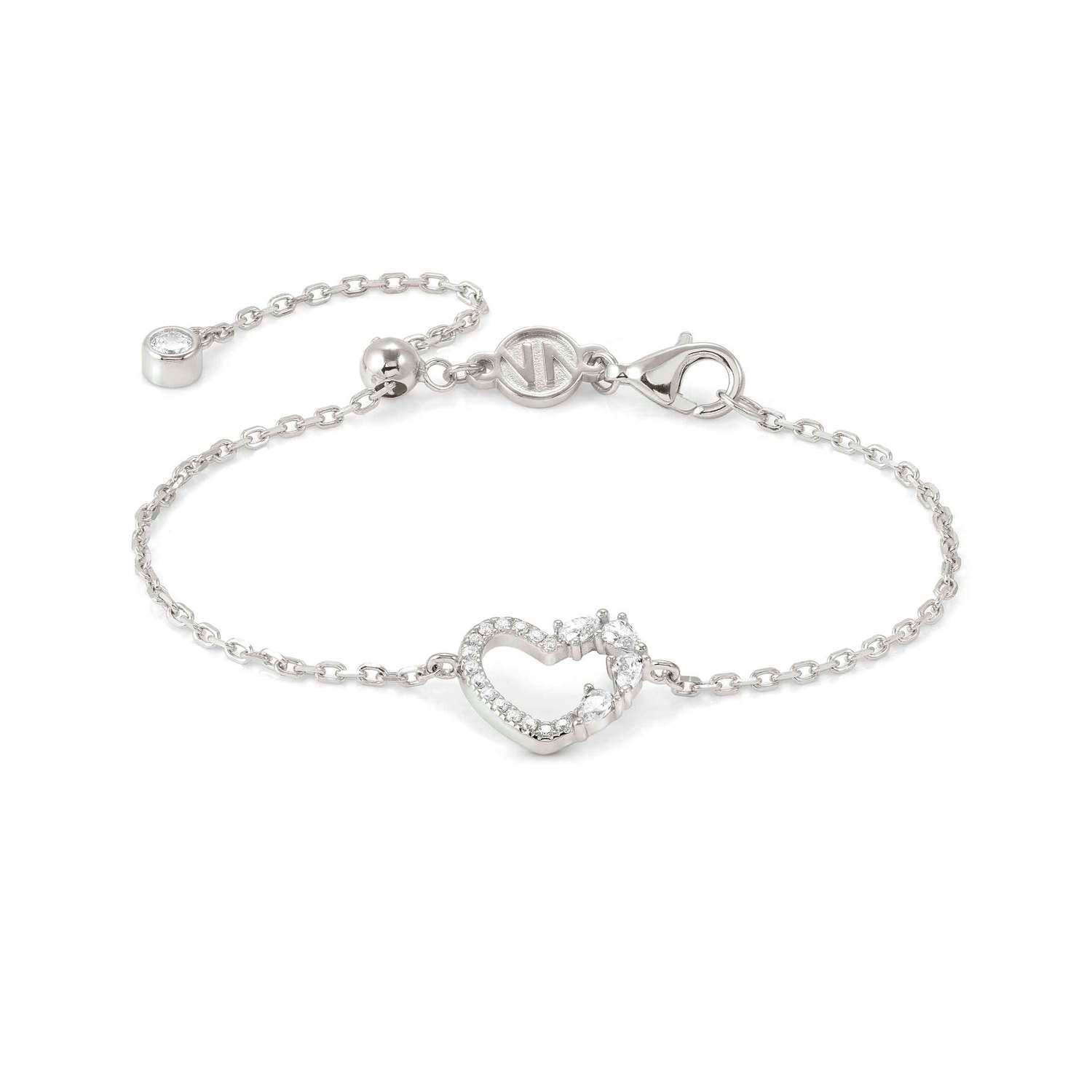 Nomination SHINE ME UP Armband aus 925er Silber, dazu mit Cubic Zirkonia besetztes Schmuckelement (003_(Herz, Weiß))
