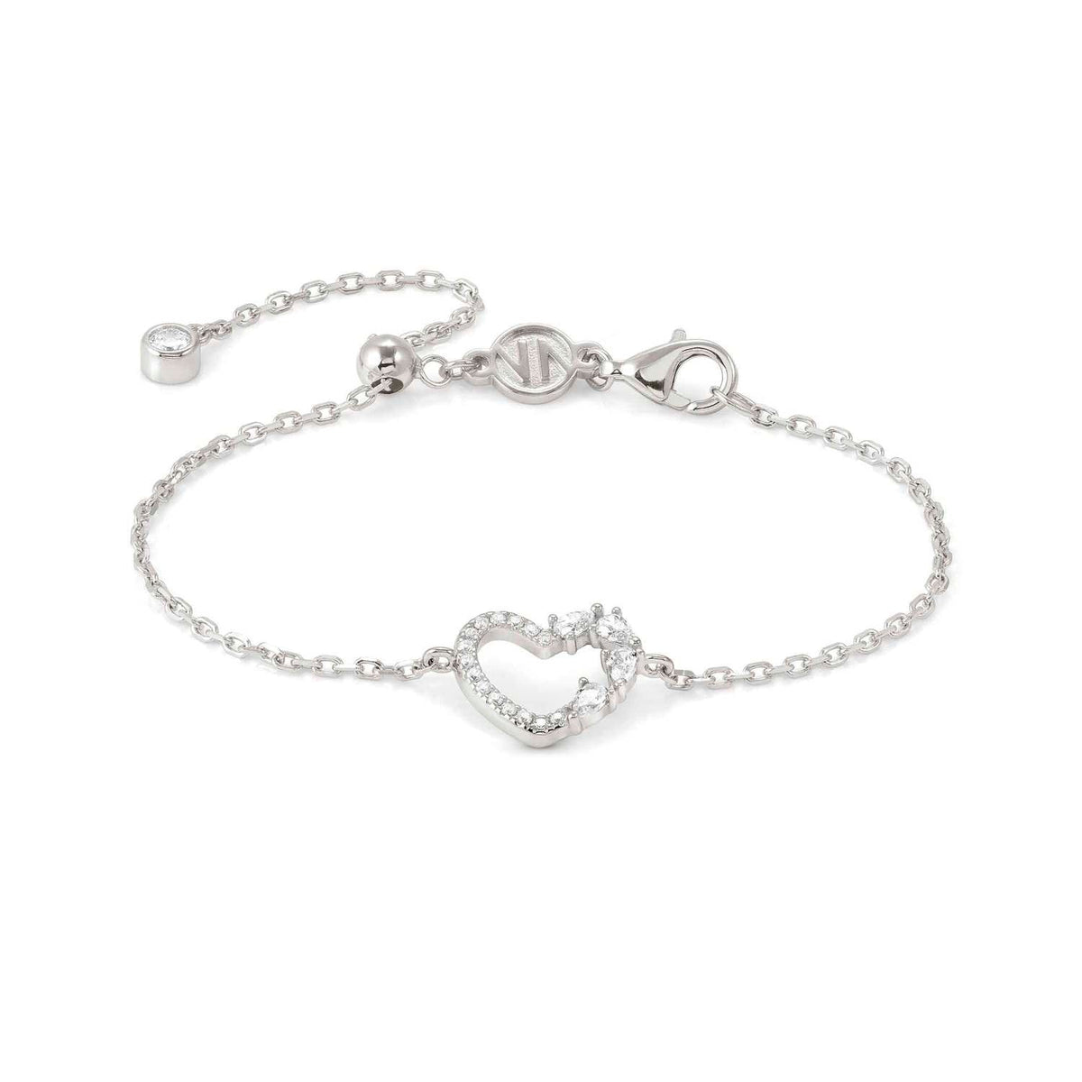 Nomination SHINE ME UP Armband aus 925er Silber, dazu mit Cubic Zirkonia besetztes Schmuckelement (003_(Herz, Weiß))