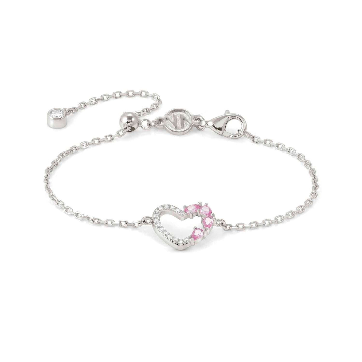 Nomination SHINE ME UP Armband aus 925er Silber, dazu mit Cubic Zirkonia besetztes Schmuckelement (004_(Herz, Weiß/Rosa))