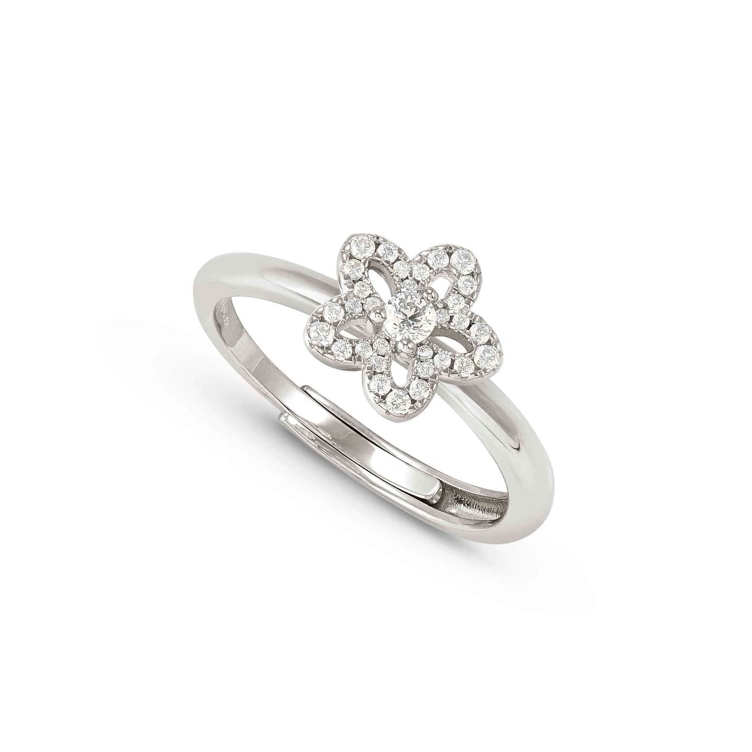 Nomination SWEETMADAME Ring aus 925er Silber, dazu mit Cubic Zirkonia in Pavé-Fassung besetztes Schmuckelement (010_Blume)