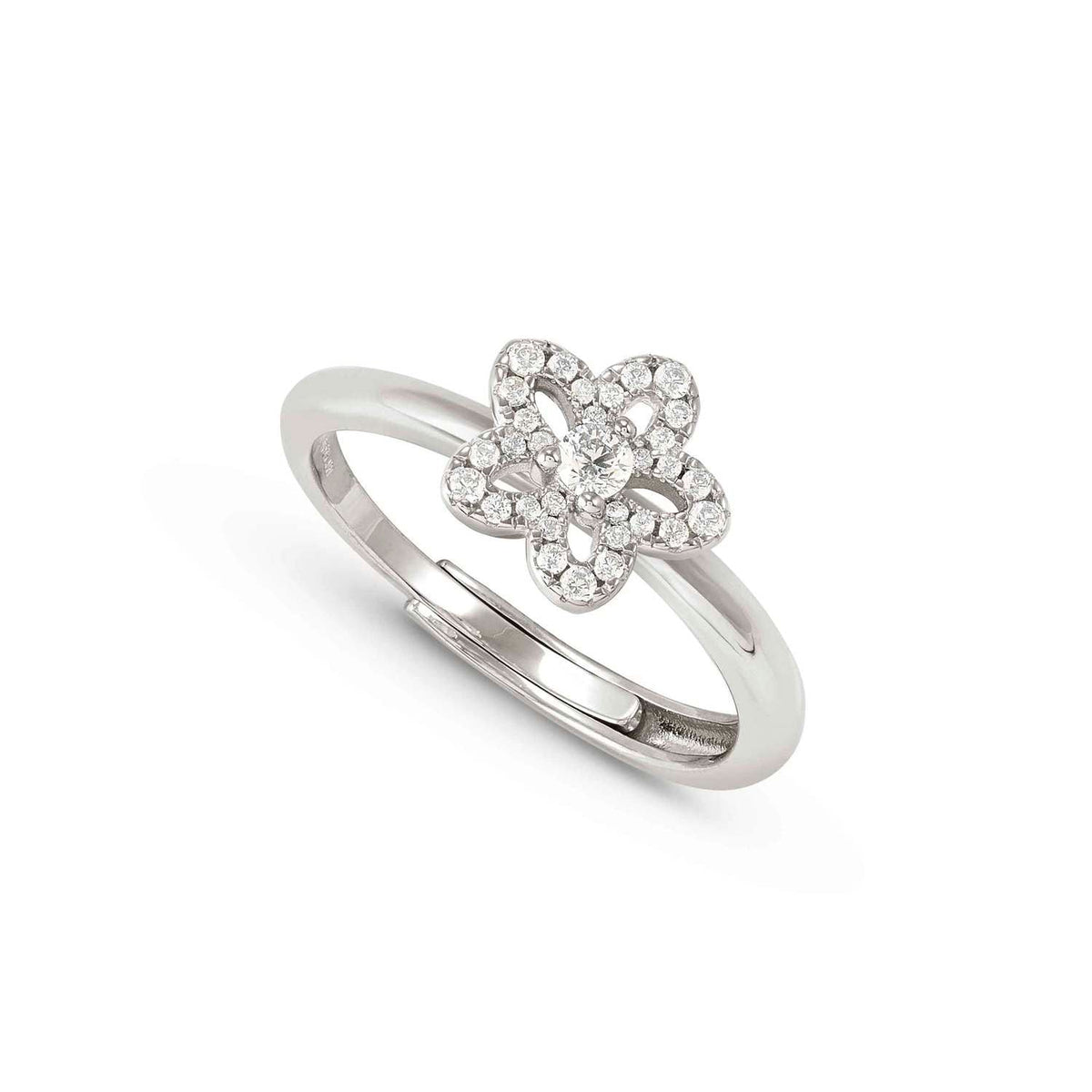 Nomination SWEETMADAME Ring aus 925er Silber, dazu mit Cubic Zirkonia in Pavé-Fassung besetztes Schmuckelement (010_Blume)