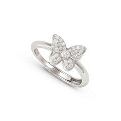 Nomination SWEETMADAME Ring aus 925er Silber, dazu mit Cubic Zirkonia in Pavé-Fassung besetztes Schmuckelement (040_(Schmetterling))