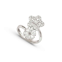 Nomination SWEETMADAME 'Toi-et-Moi'-Ring aus 925er Silber, dazu 2 mit Cubic Zirkonia verzierte Schmuckelemente (010_Blume-004_Grosse 11)
