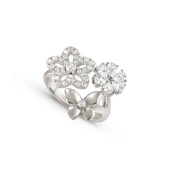 Nomination SWEETMADAME 'Toi-et-Moi'-Ring aus 925er Silber, dazu 3 mit Cubic Zirkonia verzierte Schmuckelemente (050_Mix (Silber)-006_Grosse 15)