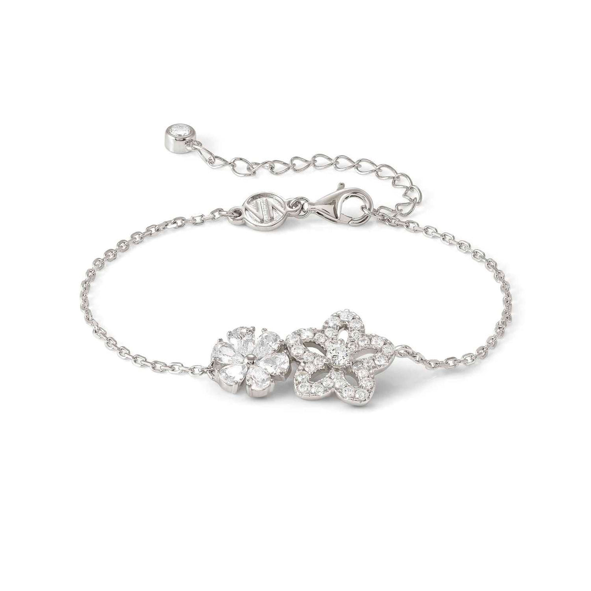 Nomination SWEETMADAME Armband aus 925er Silber, dazu 2 mit Cubic Zirkonia verzierte Schmuckelemente (010_Blume)