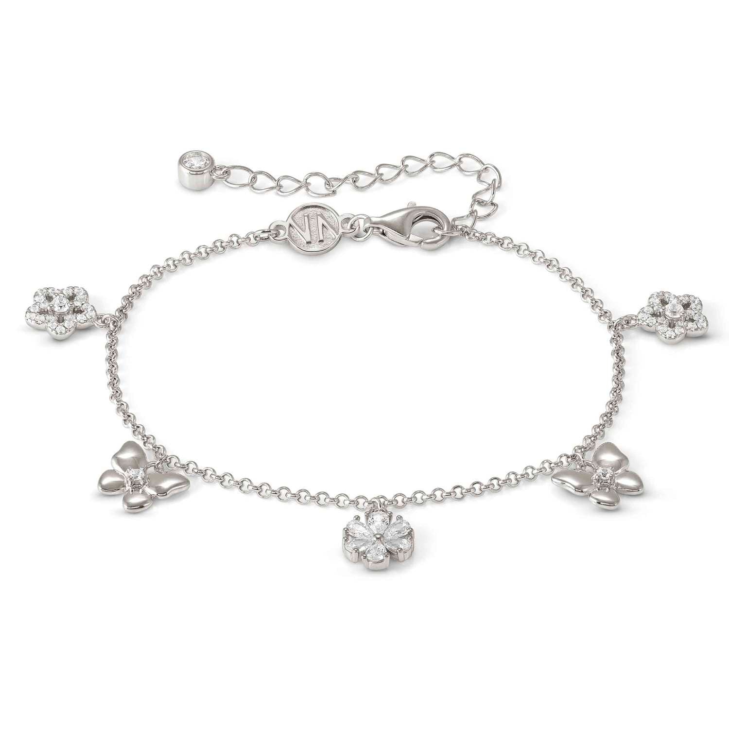 Nomination SWEETMADAME Armband aus 925er Silber, dazu mit Cubic Zirkonia verzierte Charm-Anhänger (050_Mix (Silber))