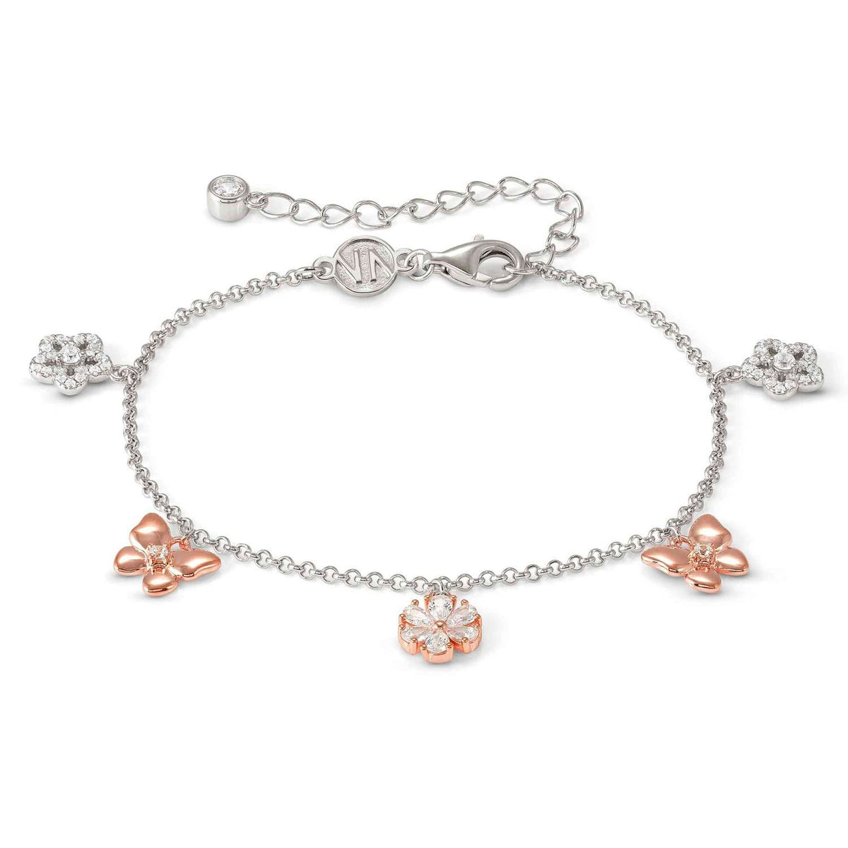 Nomination SWEETMADAME Armband aus 925er Silber, dazu mit Cubic Zirkonia verzierte Charm-Anhänger (051_Mix (Rosegold))