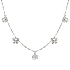 Nomination SWEETMADAME Halskette aus 925er Silber, dazu 5 mit Cubic Zirkonia verzierte Charm-Anhänger (050_Mix (Silber))