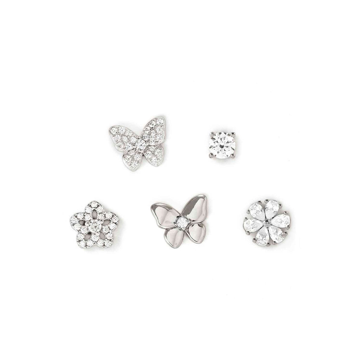 Nomination SWEETMADAME Ohrschmuck-Set (5 Stk) aus 925er Silber, mit Cubic Zirkonia verziert (050_Mix (Silber))