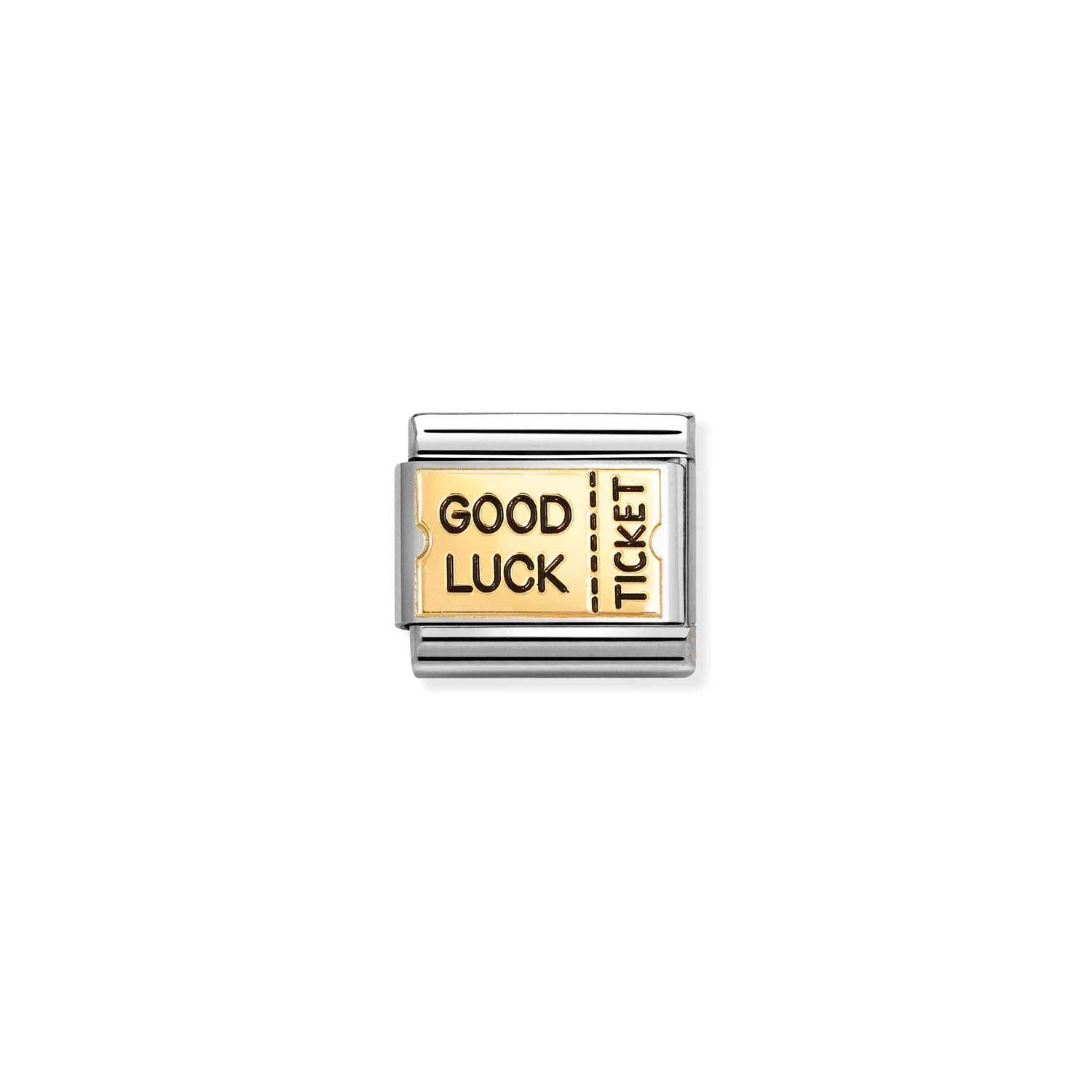 Nomination COMPOSABLE CLASSIC PLAETTCHEN Edelstahl, Email und 18k gold (72_(Good Luck Ticket))
