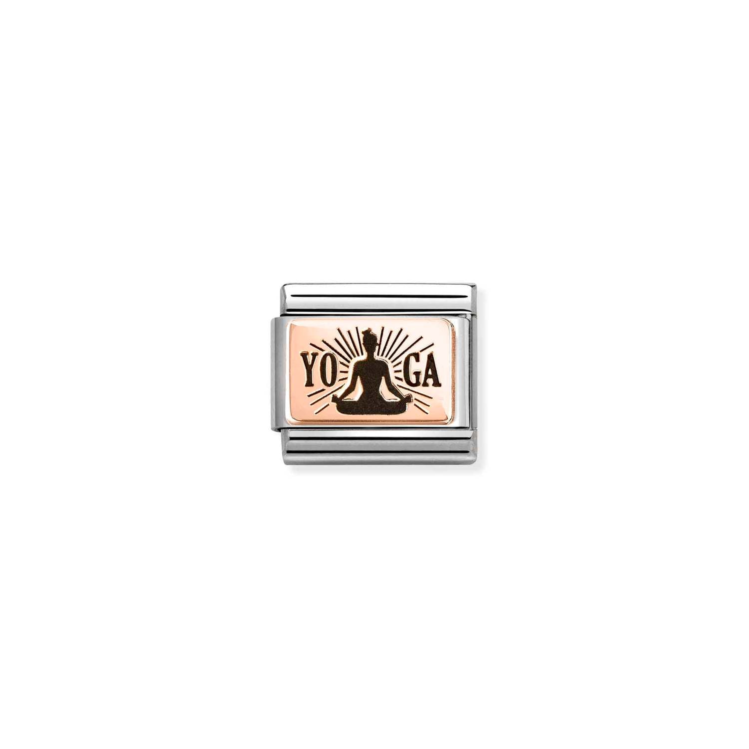 Nomination COMPOSABLE CLASSIC PLATTEN Element aus Edelstahl, mit 9Kt Rosegold verziert (31_(Yoga Lotossitz))