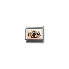Nomination COMPOSABLE CLASSIC PLATTEN Element aus Edelstahl, mit 9Kt Rosegold verziert (31_(Yoga Lotossitz))