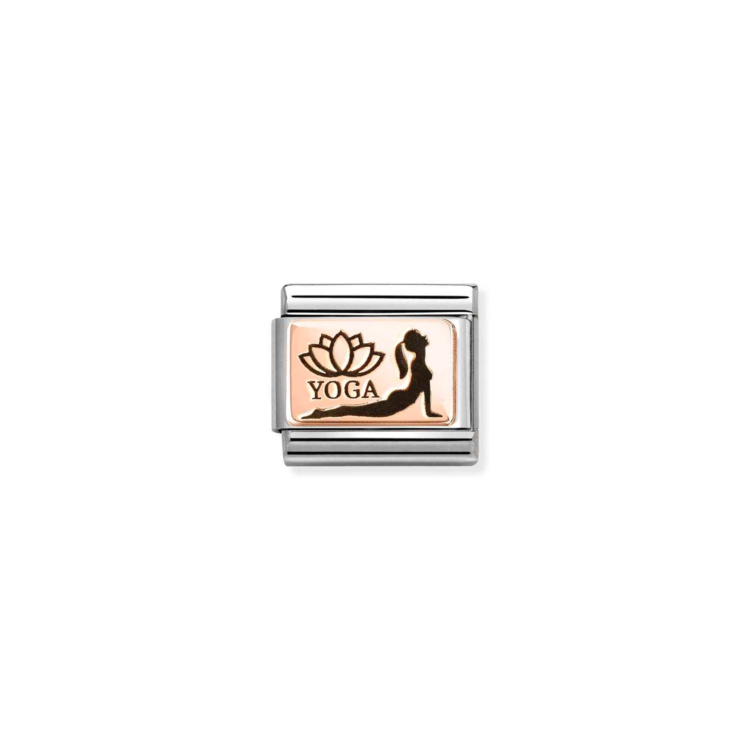 Nomination COMPOSABLE CLASSIC PLATTEN Element aus Edelstahl, mit 9Kt Rosegold verziert (32_(Yoga Kobra))