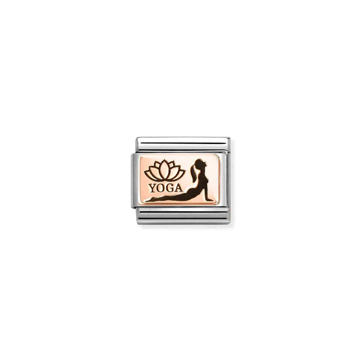Nomination COMPOSABLE CLASSIC PLATTEN Element aus Edelstahl, mit 9Kt Rosegold verziert (32_(Yoga Kobra))