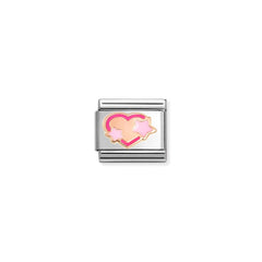 Nomination COMPOSABLE CLASSIC SYMBOLE Element aus Edelstahl, mit 9kt Rosegold und Emaille verziert (41_(Herz mit 2 Sternen, Rosa))