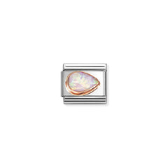 Nomination COMPOSABLE CLASSIC Element aus Edelstahl, mit facettiertem Edelstein-Tropfen (rechts) in 9kt Roségold-Fassung verziert (38_(Opal, Rosa))
