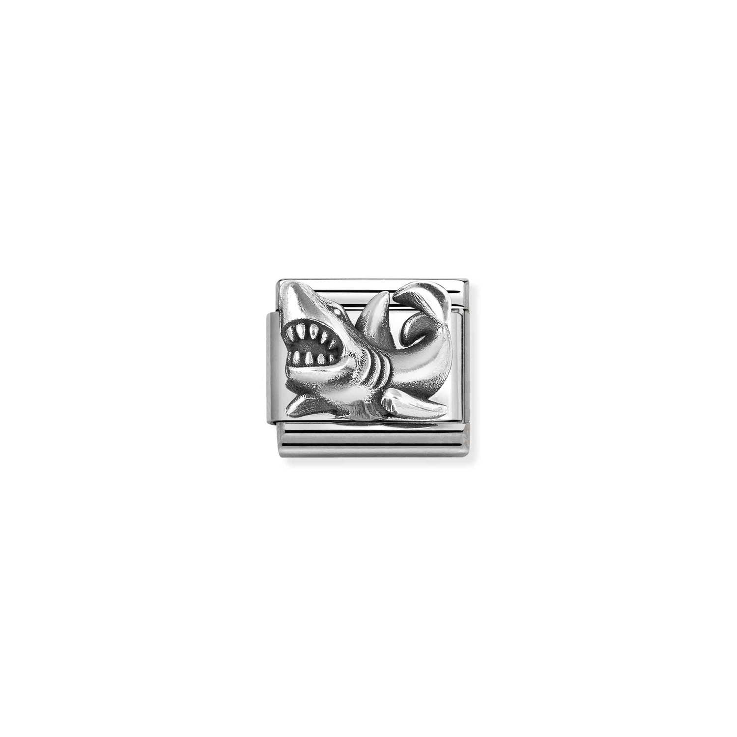 Nomination COMPOSABLE CLASSIC OXIDIERTE SYMBOLE aus Edelstahl, mit 925er Silber verziert, (87_(Hai))
